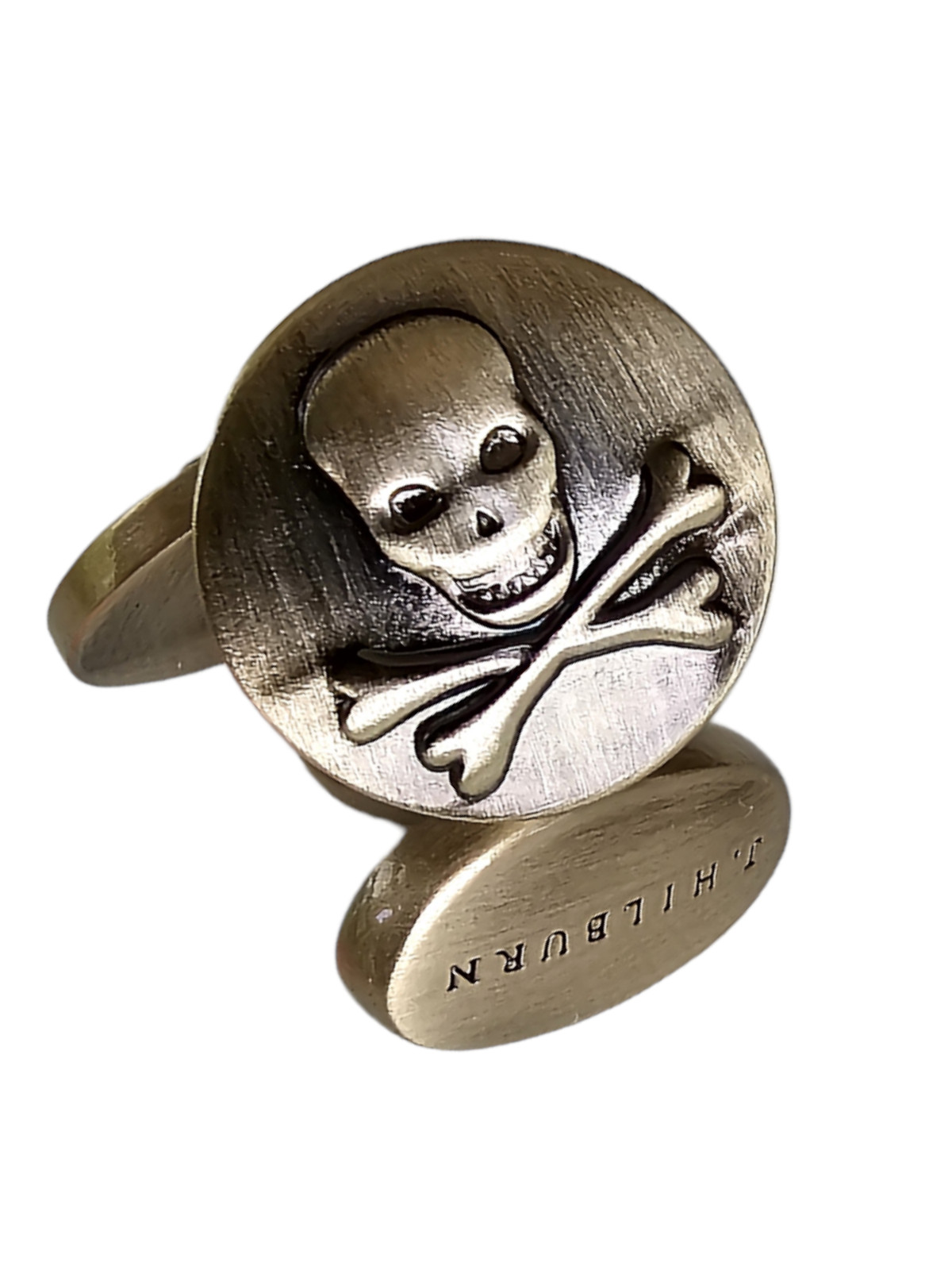J Hilburn Skull & Crossbones Brushed Bronze Cufflinks – Made in United Kingdom