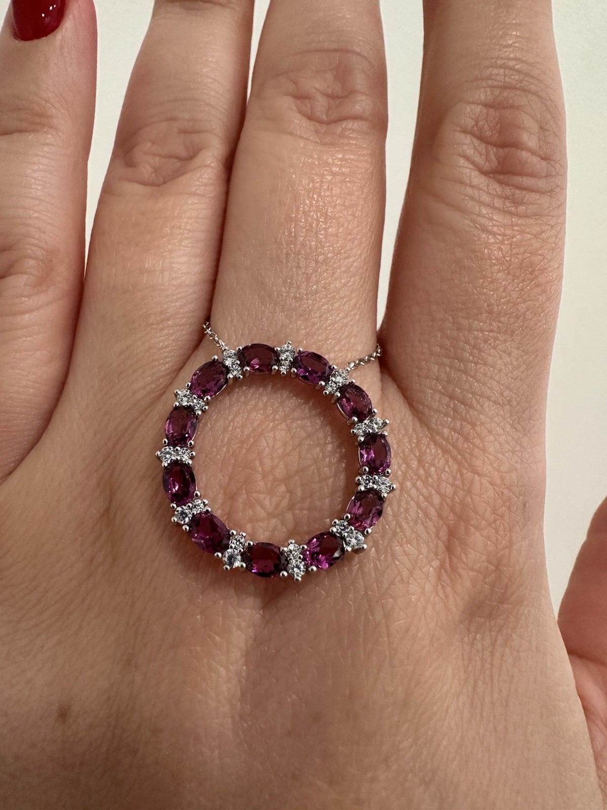 925 Sterling Silver Necklace Oval Rhodolite Garnet 4x3mm Gemstone Jewelry 18in