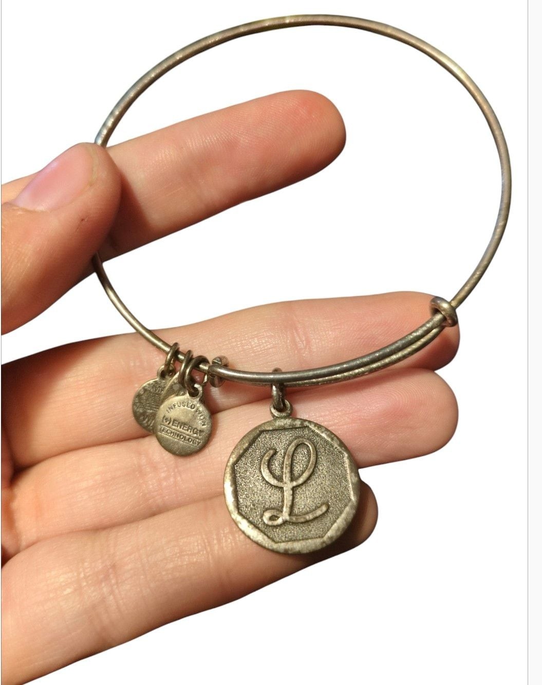 Alex and Ani Initial L Charm Expandable Wire Bangle Rafaelian
