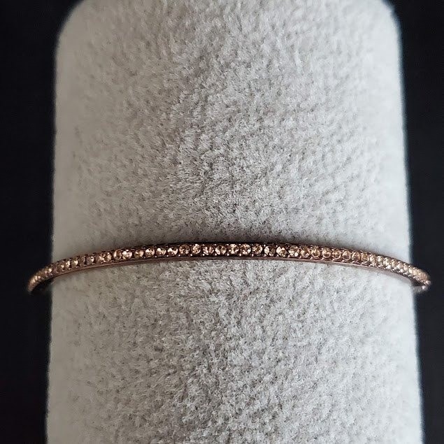 Michael Kors Rose Gold Pave Crystal Adjustable Slider Bolo Bracelet Designer