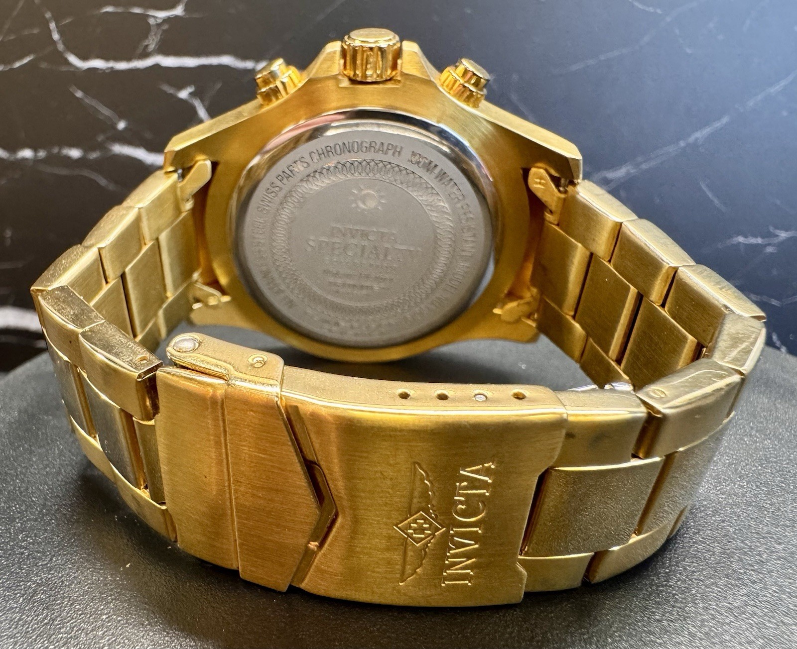 Invicta Specialty Men’s Chronograph Date Quartz Watch 50mm Gold Tone 100m