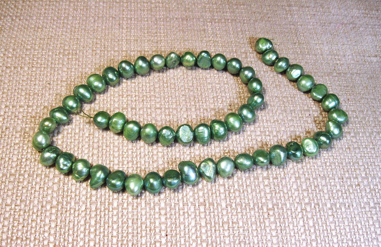 Lovely 16″ Strand of approx. 8mm to 10mm Green Freshwater Baroque Pearls Lot# B4