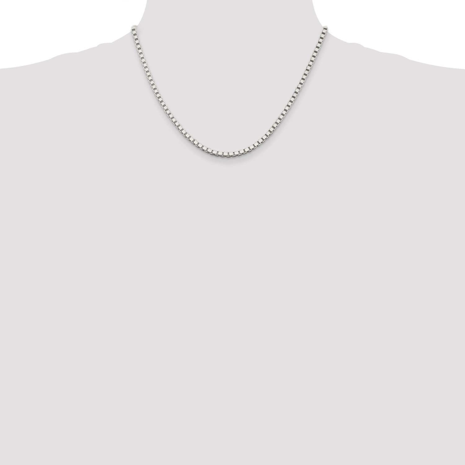 Sterling Silver Solid Polished 3mm Plain Box Chain w/ Lobster Clasp 18″ – 30″