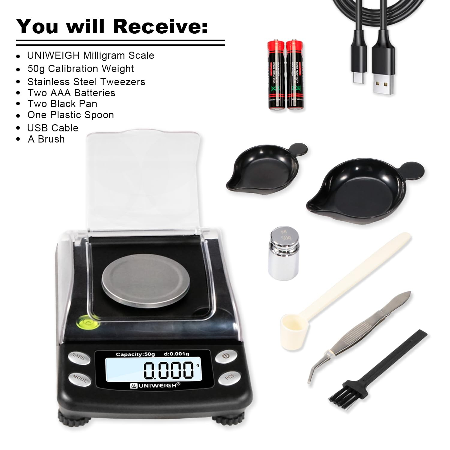 Digital Milligram Scale Accurate 0.001G/50G Mg Scale for Powder |
