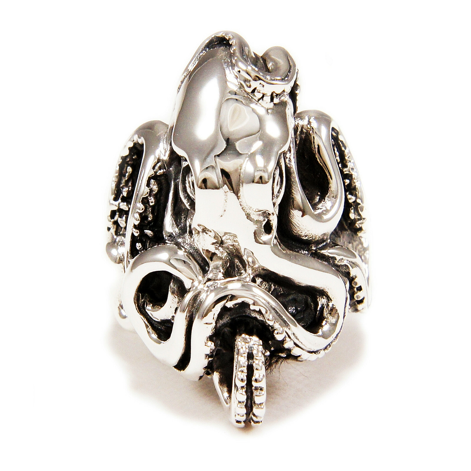 OCTOPUS KRAKEN 925 STERLING SILVER BIKER JEWELRY GOTHIC ROCKABILLY RING tan-r037