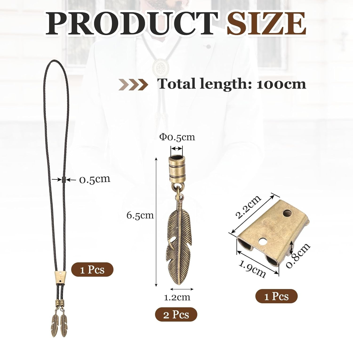Bolo Tie Findings Kit, Bolo Tie Accessories Include Slide Clasps, 2Cord End C…