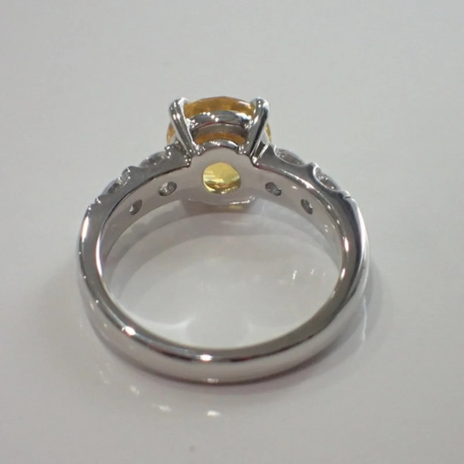 2.50 Ct Round Cut Yellow Sapphire Diamond Engagement Ring 14K Solid White Gold 6