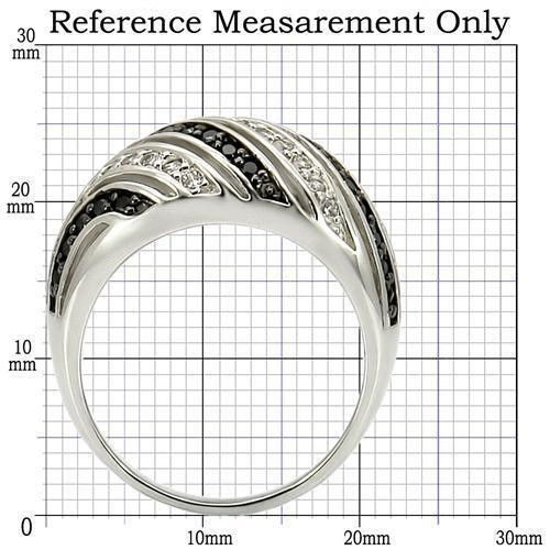 0W224 – Rhodium + Ruthenium Brass Ring with AAA Grade CZ in Jet