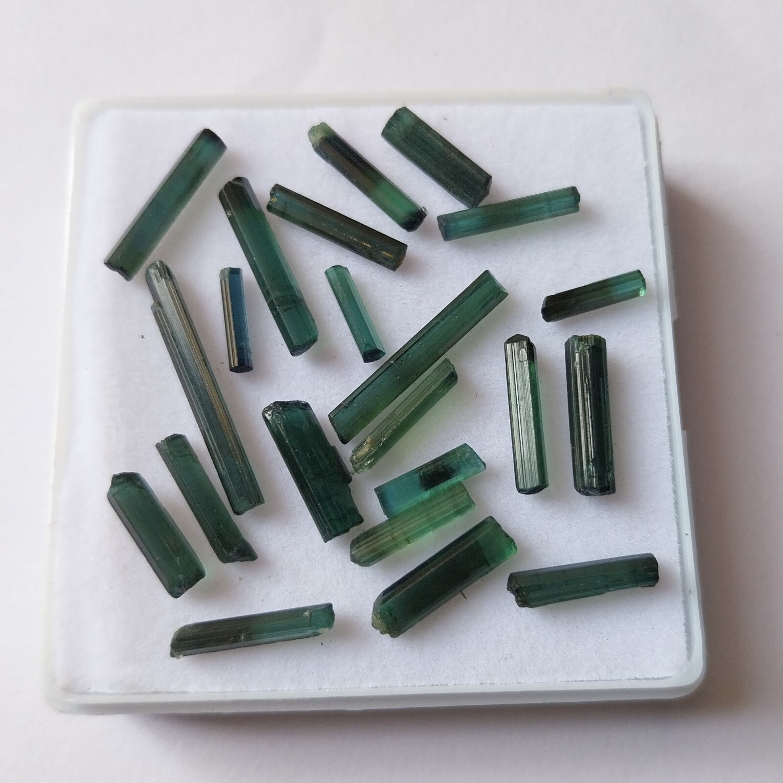 16 Cts Natural Deep Greenish Blue Tourmaline Pencil Rough 22 pcs