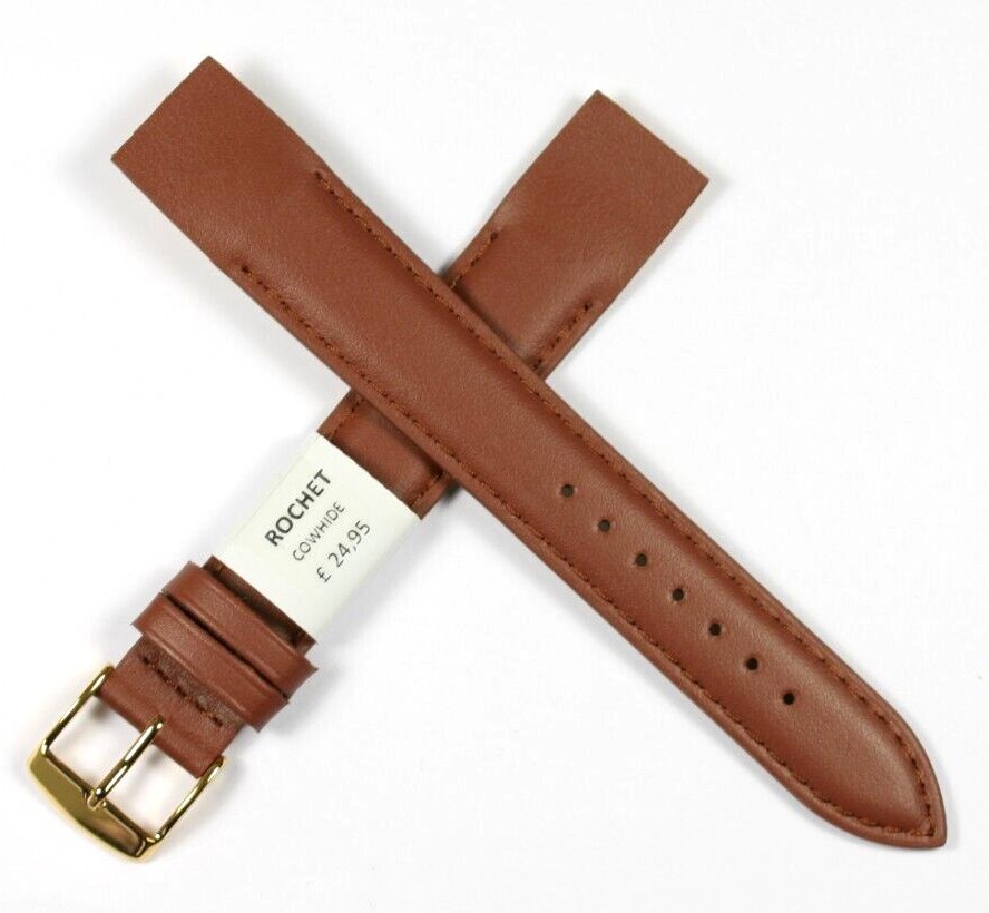 HAND MADE OPEN ENDED LEATHER WATCH STRAP 18MM BROWN HIGH QUALITY ROCHET NEW