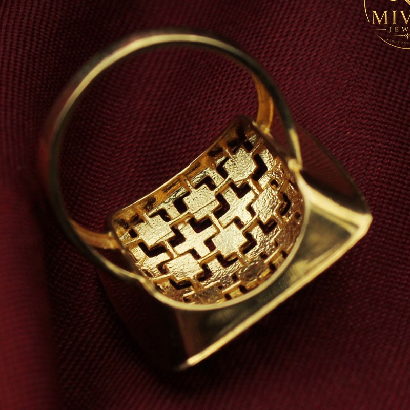 22K Truthful Gold Art Finger Ring Bold Size 7 Width 2cm 7.02g Worldwide Shipping