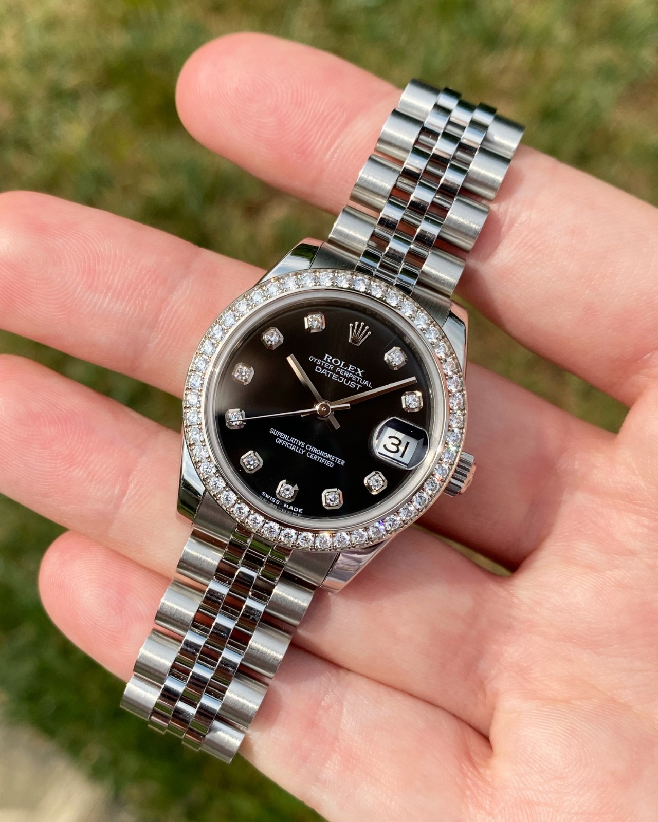 2011 Rolex 178384 Datejust 31mm Mid-Size Factory Diamond Bezel & Dial on Jubilee