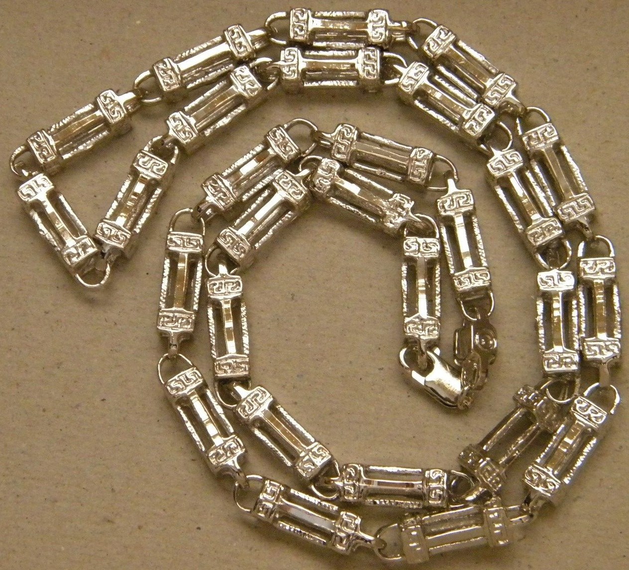 Men’s Rhodium Plated Large Roman Link Necklace Chain 30in Inch Long 8mm Wide New