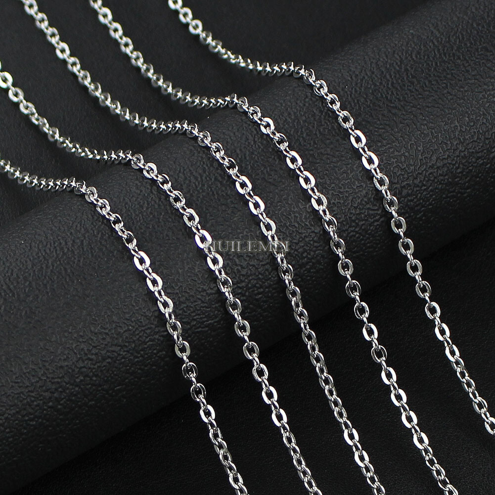 10/20/50pcs 1.6/2/2.4/3mm Stainless Steel Flat “O” Rolo Cable Chain Necklace