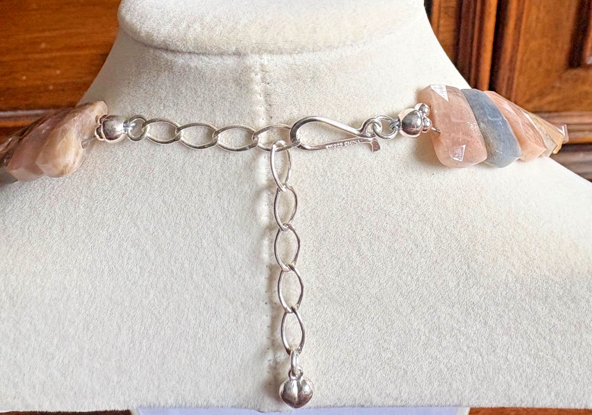 NEW Sterling Silver Agate Necklace Pink/EarthTones Mine Finds By Jay King – S1