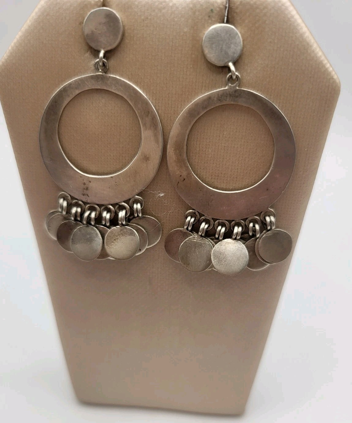 JANE DIAZ 925 Sterling Silver Hoop Stud Disc Drop Dangle Pierced Earrings Signed