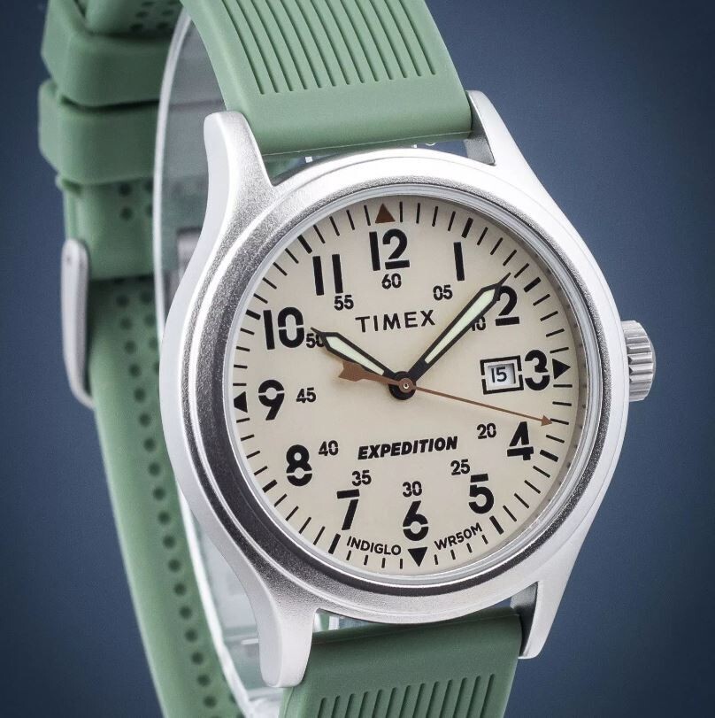 Timex TW4B30100, Men’s “Expedition” Green Strap Watch, Scout, Indiglo, Date,NEW