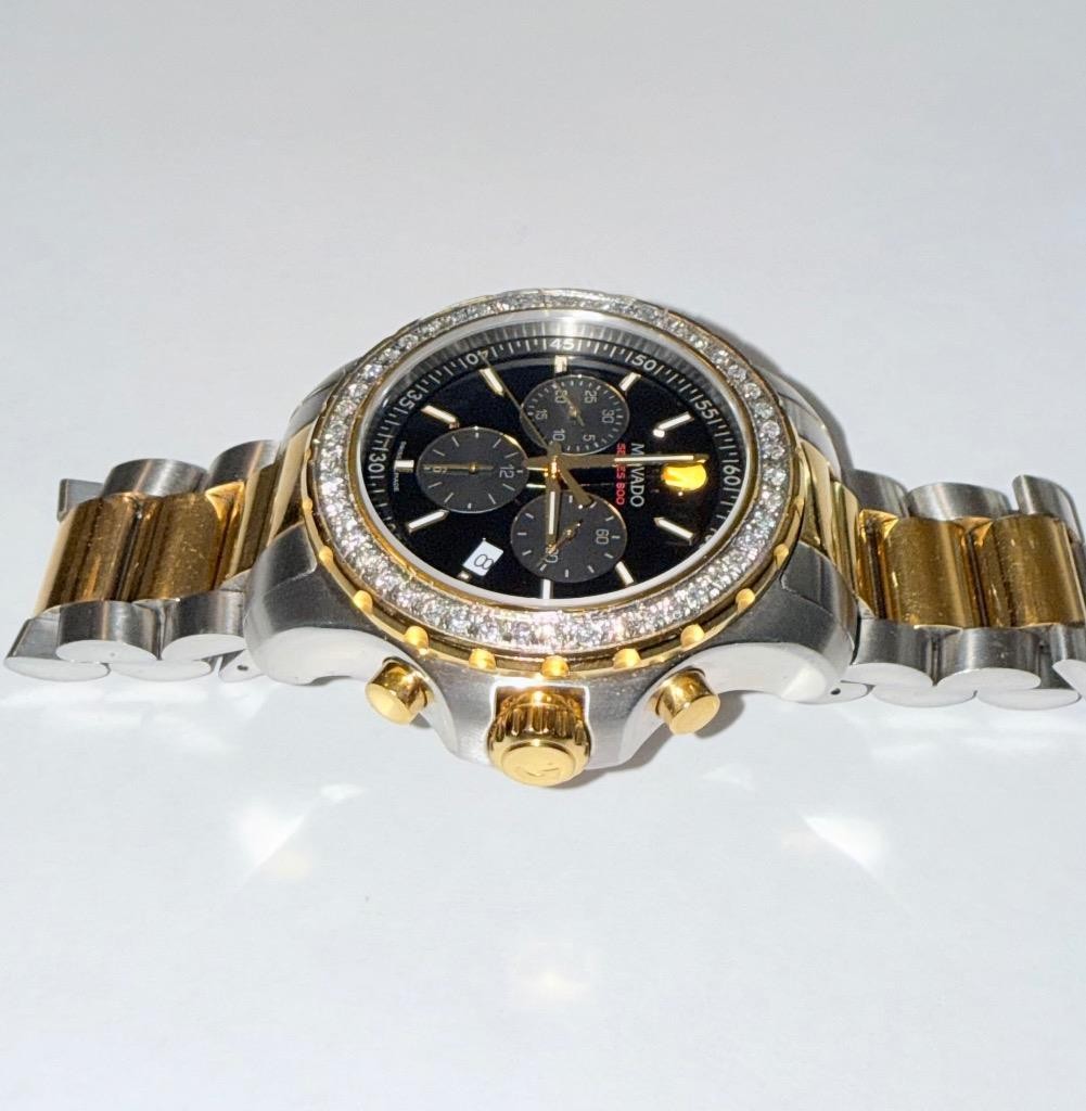 MOVADO MENS SERIES 800 TWO TONE CHRONOGRAPH LAB GROWN DIAMOND WATCH