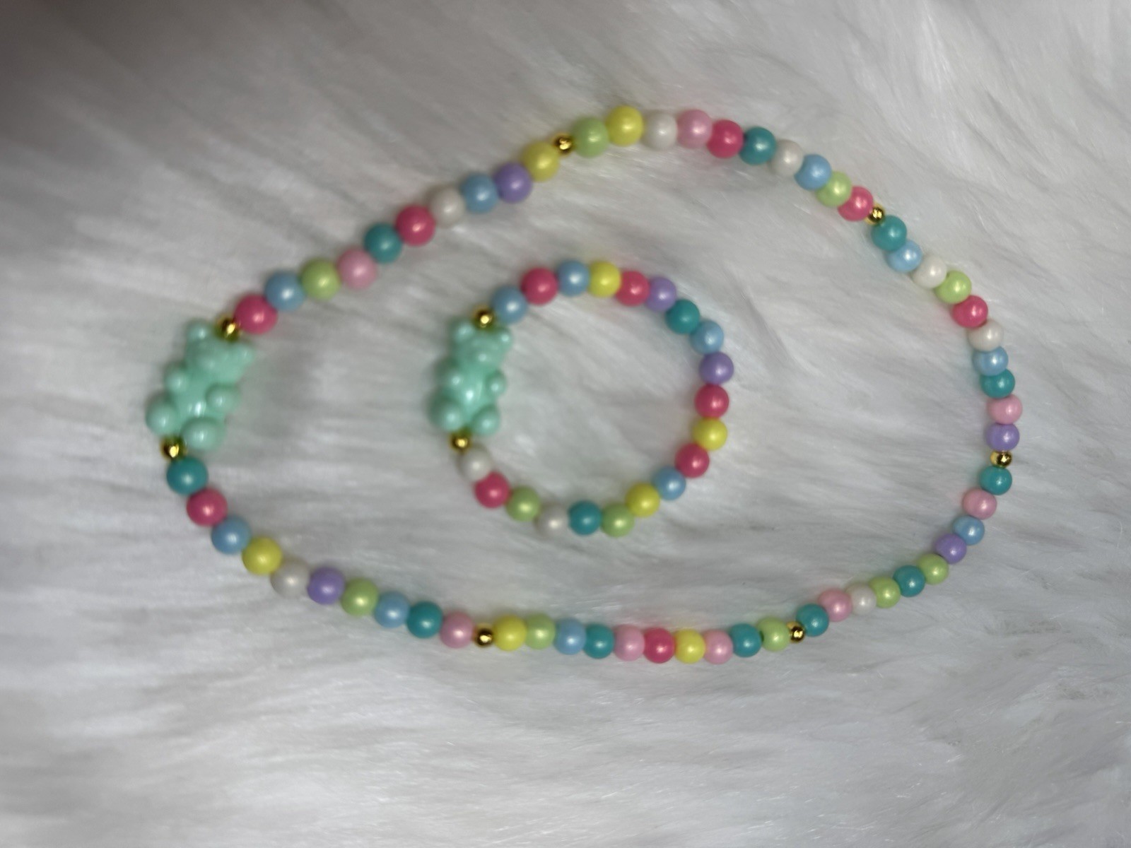 Multicolor Adjustable Kids Gummy Bear Necklace Bracelet Jewelry Set