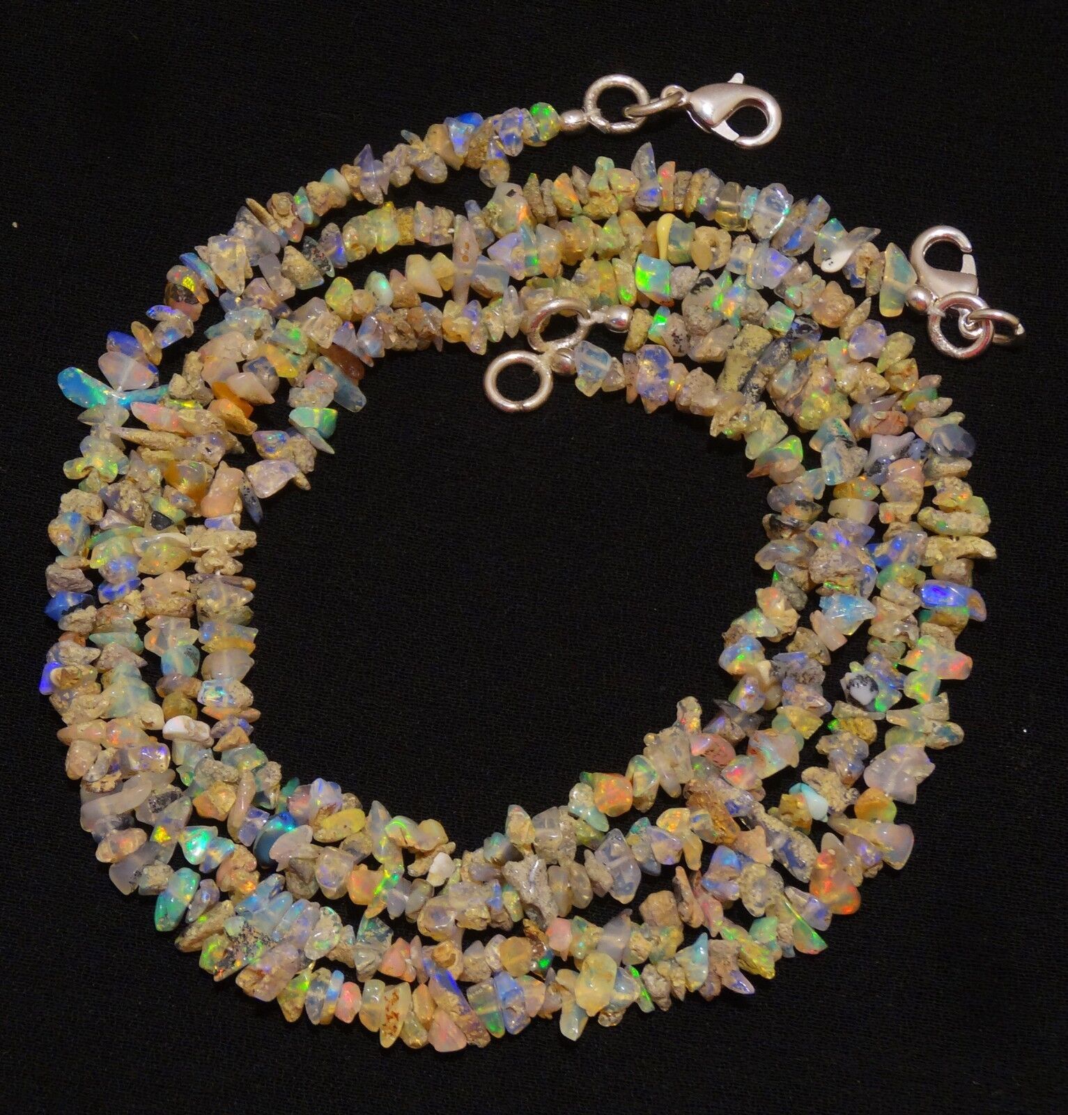 Natural Gem Ethiopian Welo Opal 4 to 5MM Approx. Uncut Beads Necklace 18 Inch