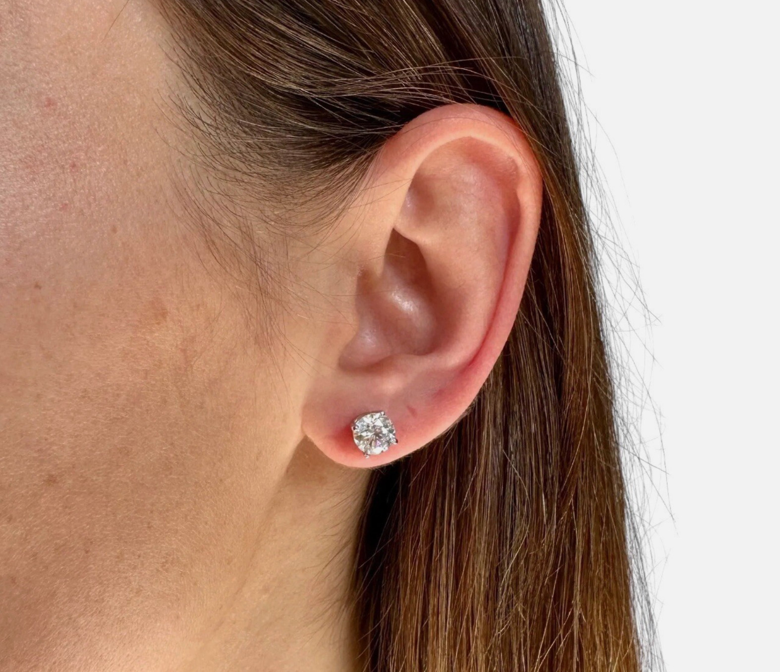 2.00 Ct Round Cut Certified Lab Grown VS1/E 14k Solid White Gold Stud Earrings