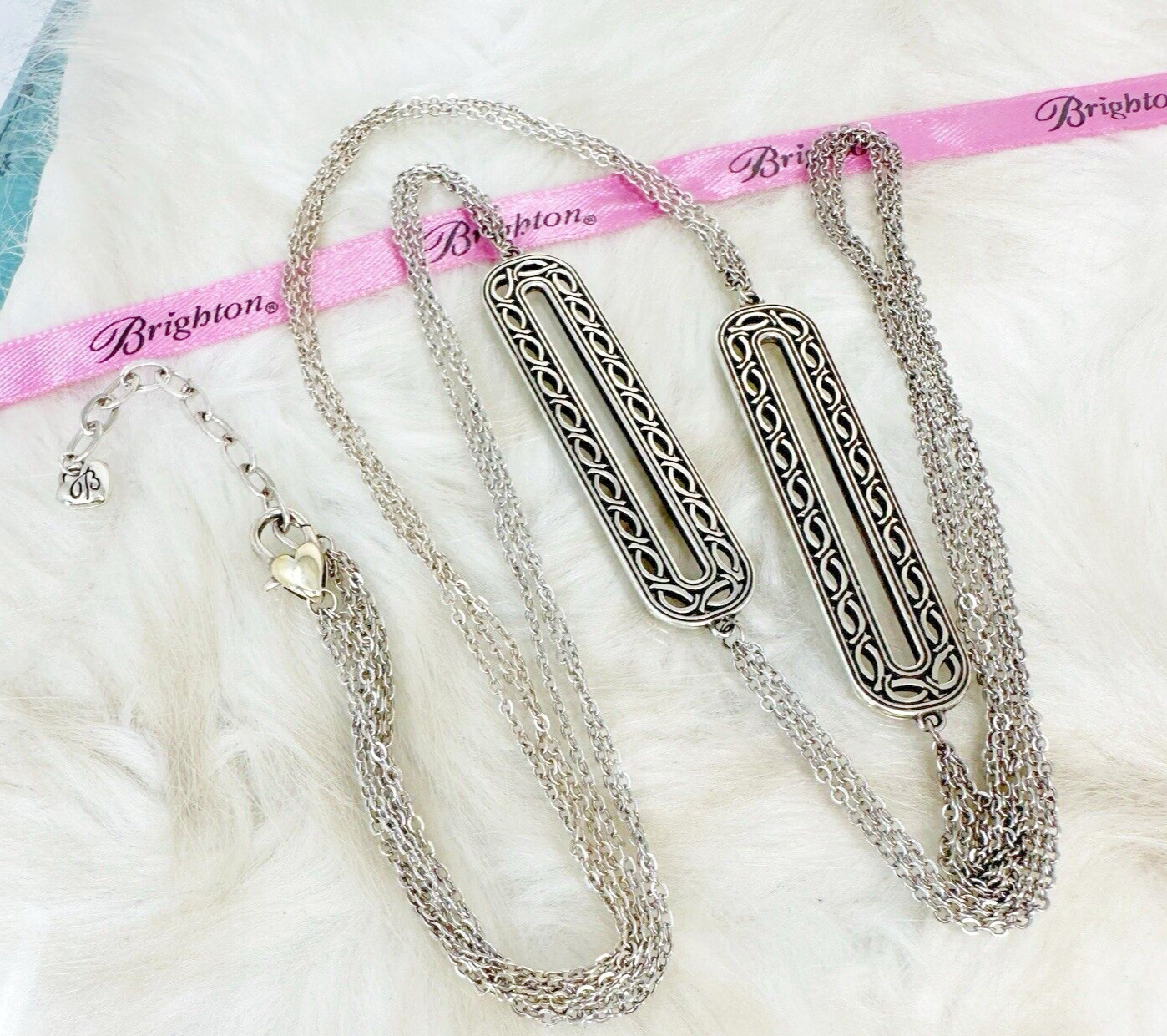 Brighton Marrakesh Medallion Station Multistrand Silver Plate Necklace Long 37″