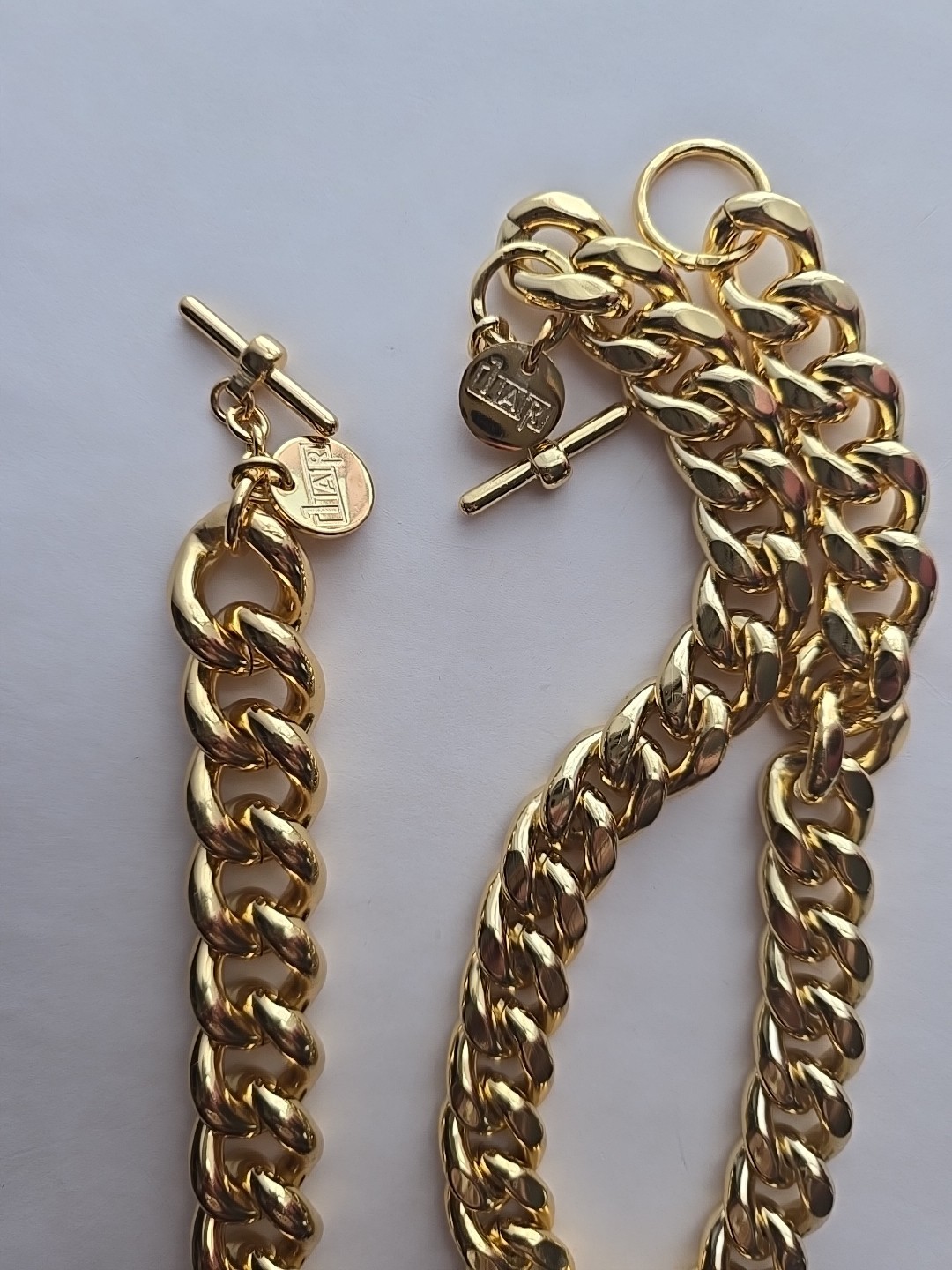 1AR M Italy by UnoAerre 18″ Heavy Gold Tone Metal Necklace Bracelet Set