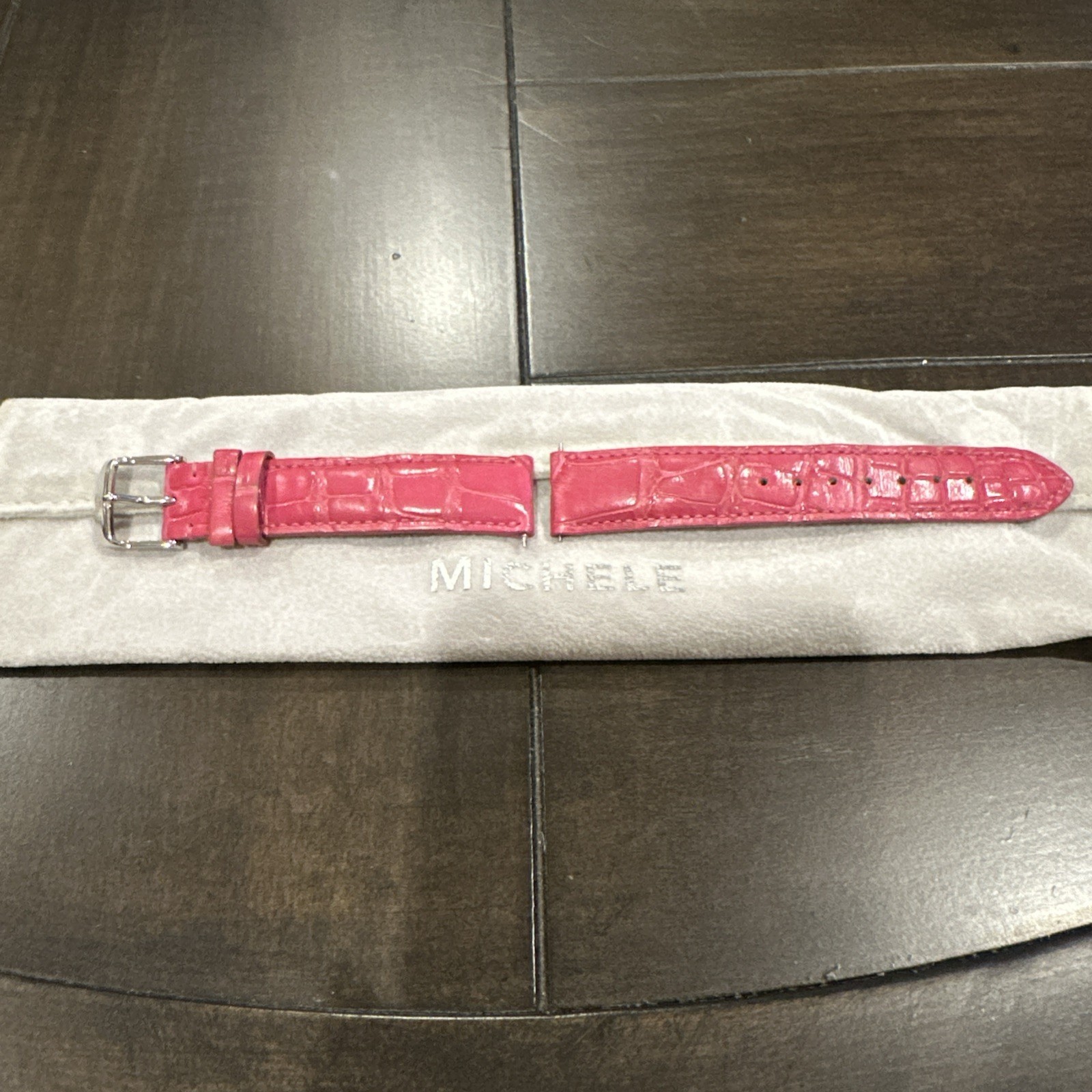 Michele Genuine Alligator Pink Two Piece Watch Strap / Band 18mm Lug Width