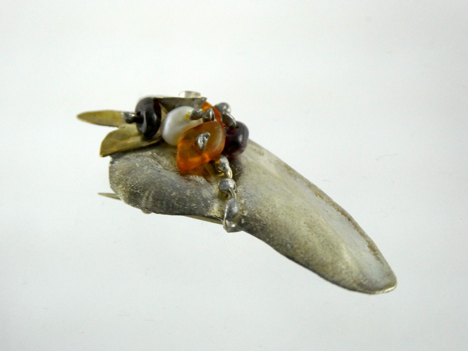Vintage Handmade Sterling Silver Multi Gemstone Hat Pin or Brooch 925 6g 2 Inch