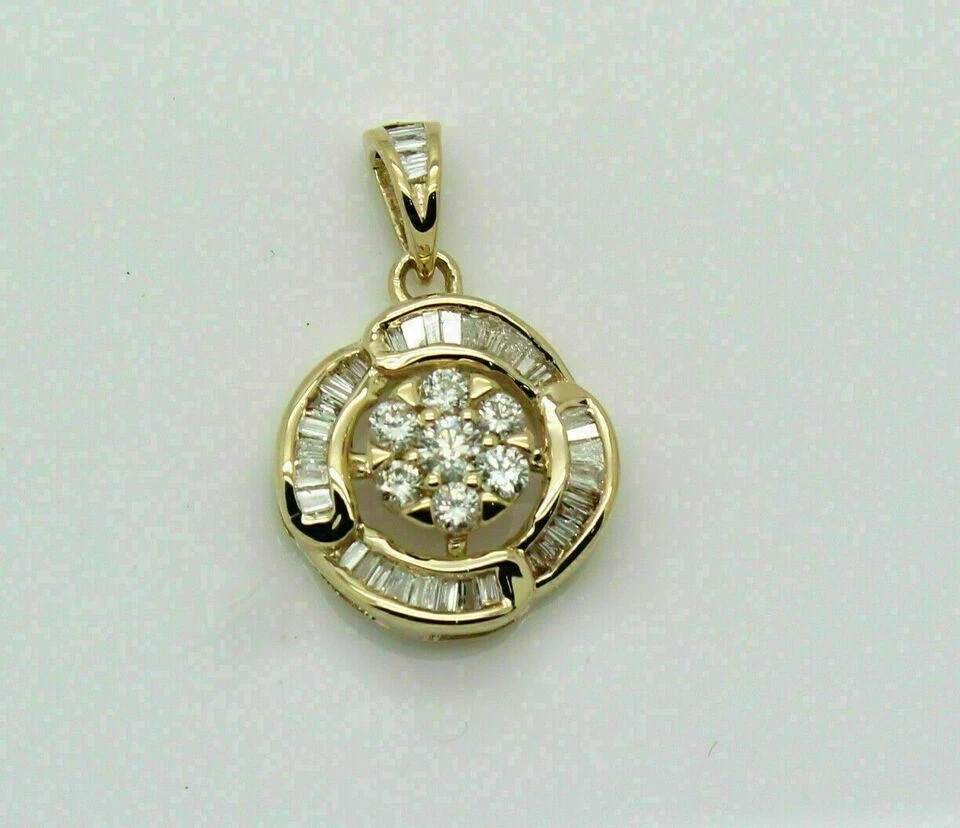 2Ct VVS1 Round Cut Lab Created Diamond Flower Wedding 14K Yellow Gold FN Pendant