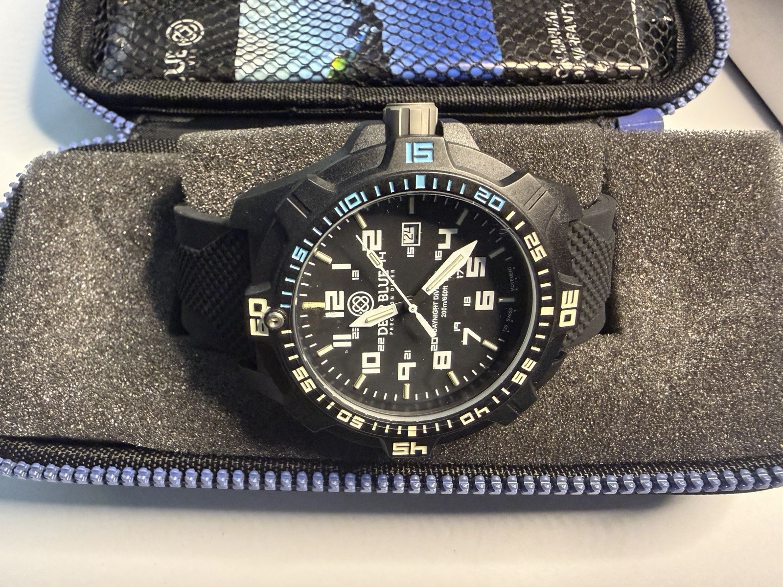 Deep Blue Precision Diver Day Night Diver PC, 200m/660ft Quartz Swiss Movement