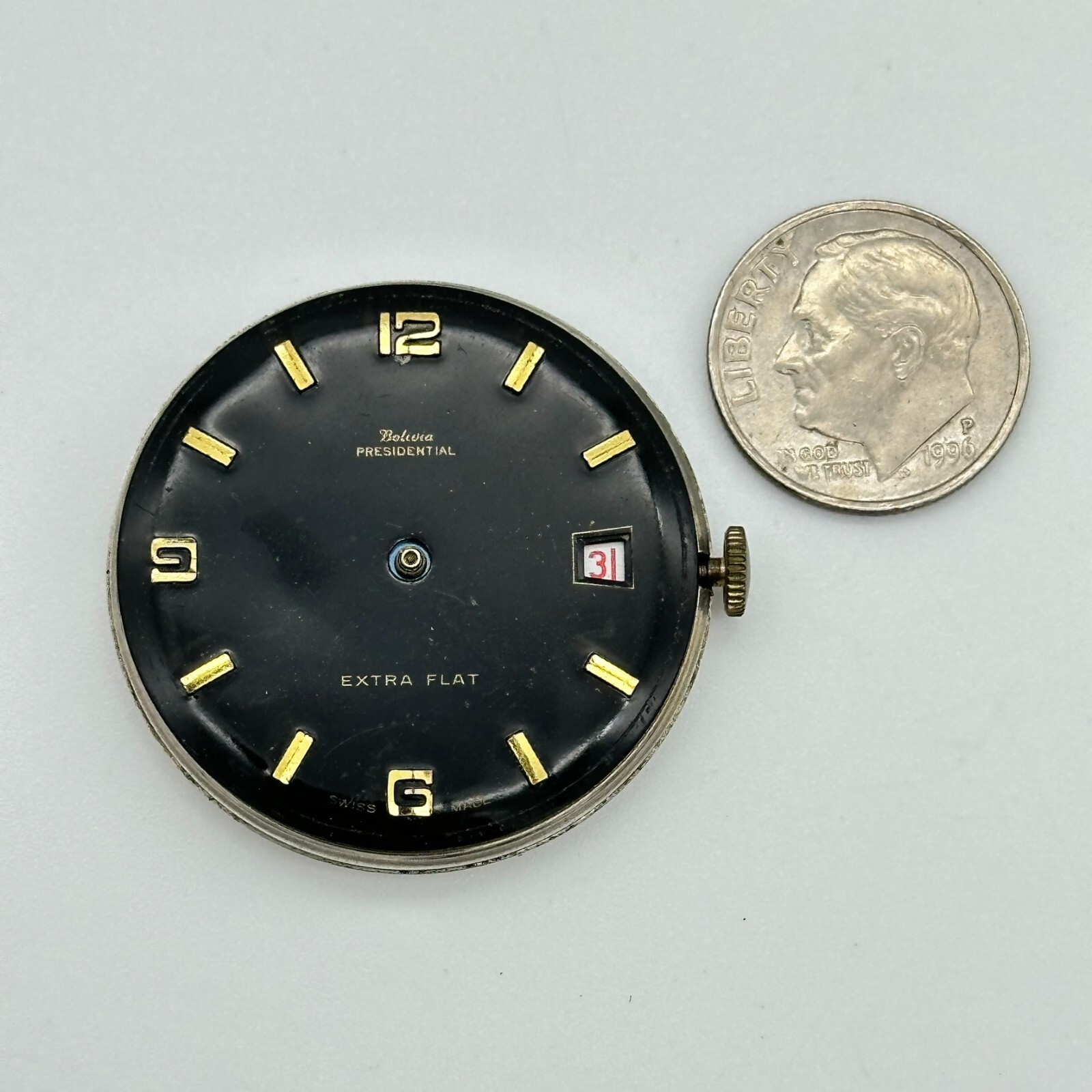 Vintage BOLIVIA Presidential Extra Flat Swiss Mechanical Movement (FOR PARTS)
