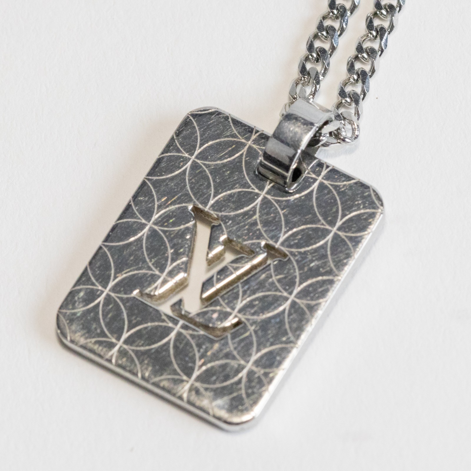 Louis Vuitton LV Champs Elysees PM M65452 Pendant Top Silver Plate Men Auth