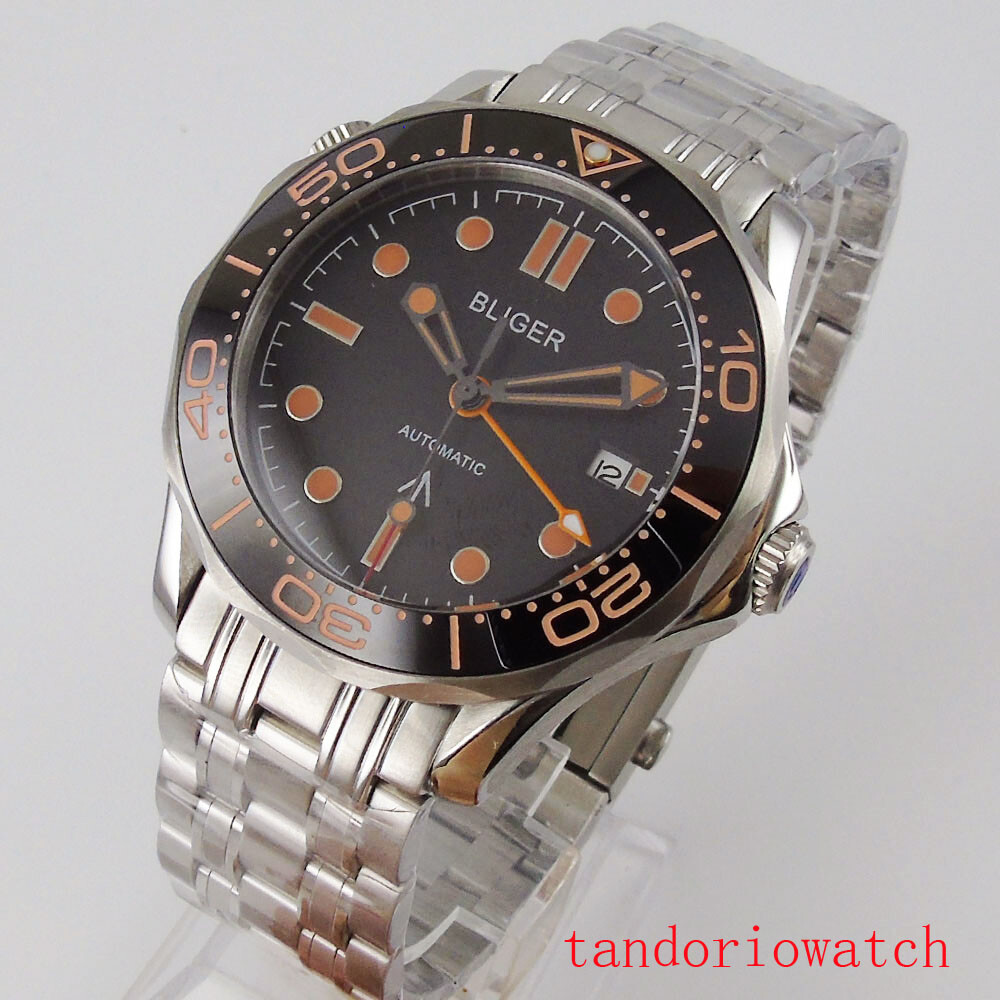 BLIGER 41mm stianless steel case men wristwatch GMT function automatic movement