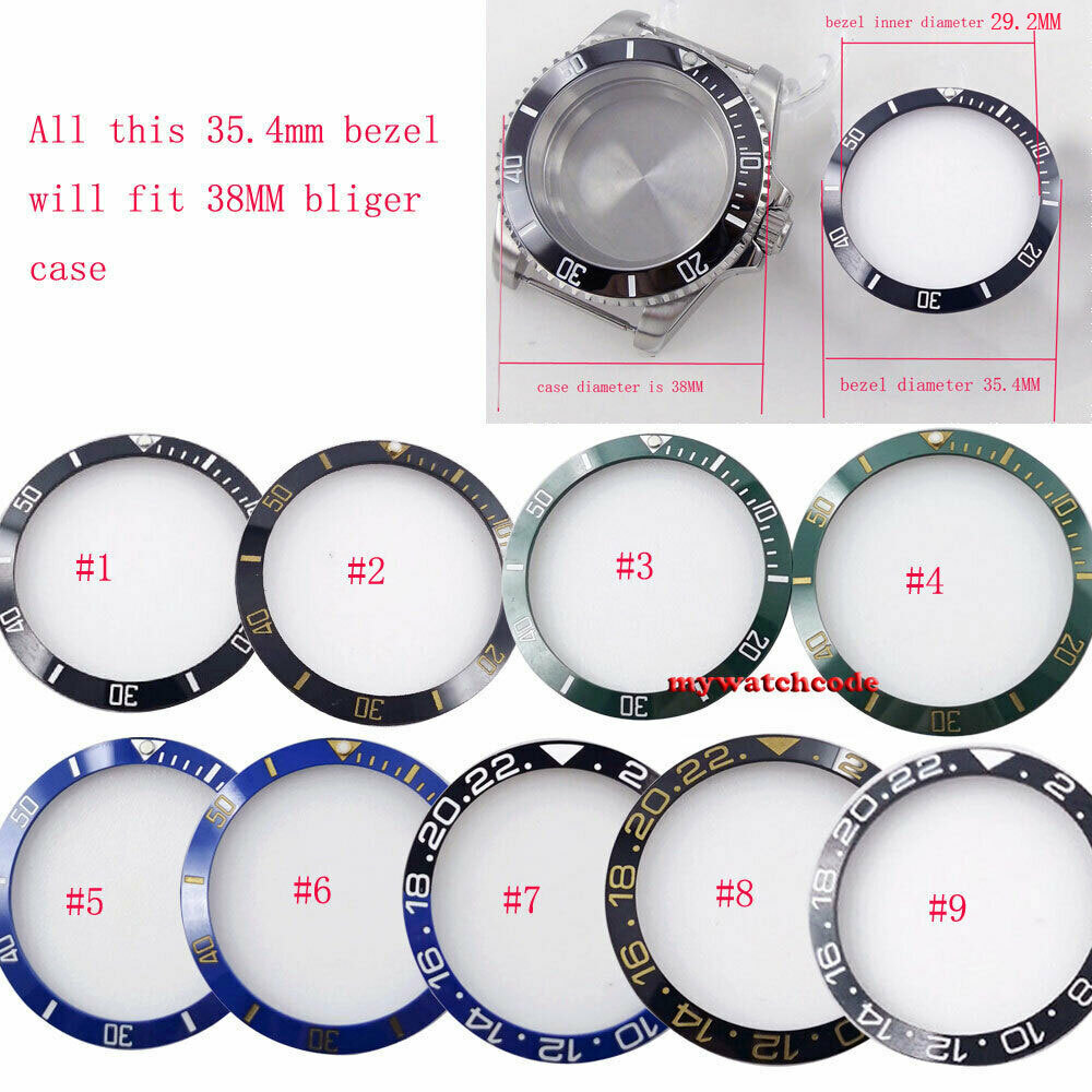 35.4mm black blue green ceramic bezel insert for 38MM SUB mens watch