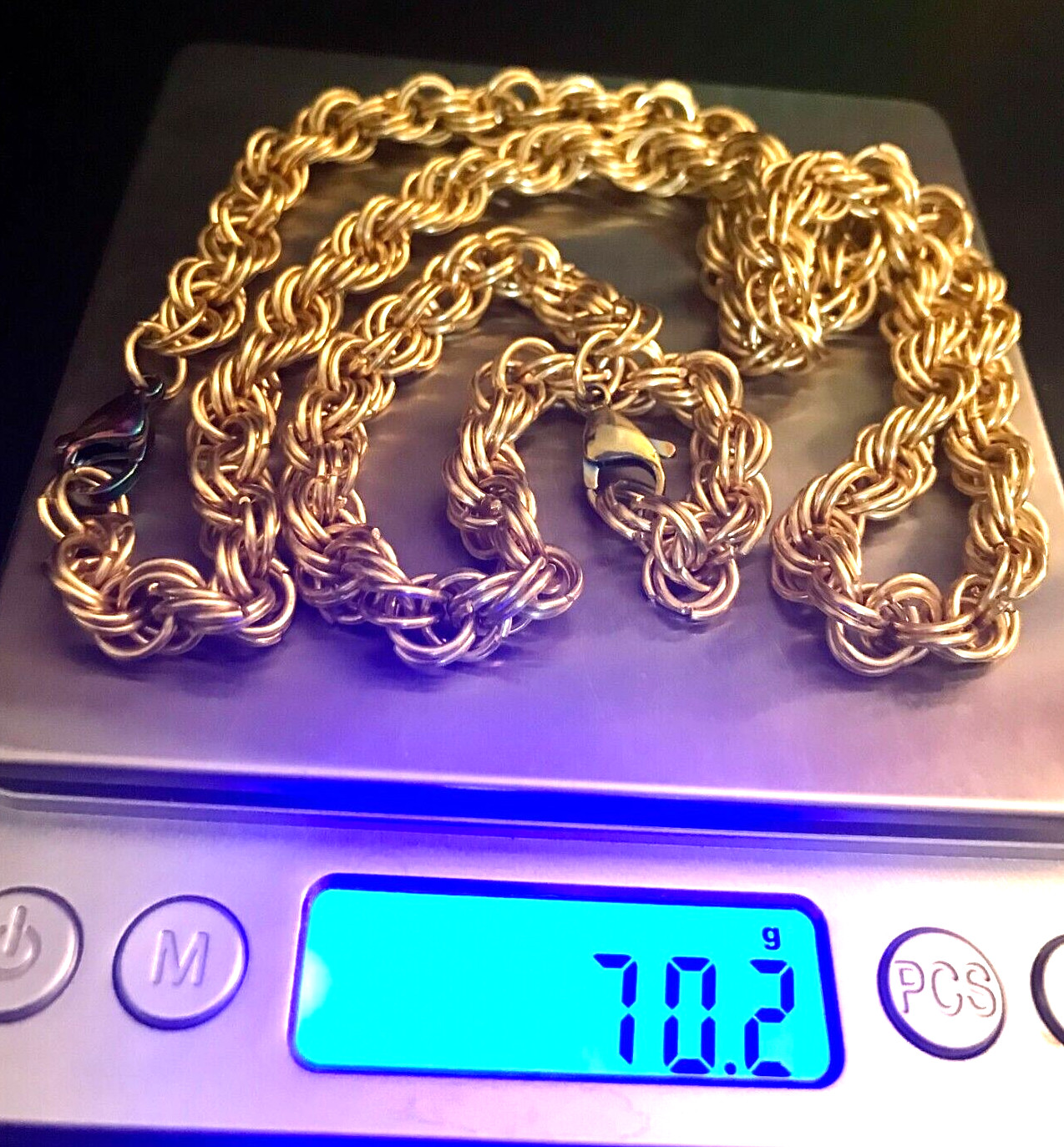 Brass Rope Necklace and Bracelet Set Handmade 19.5” Necklace 7.75” Bracelet