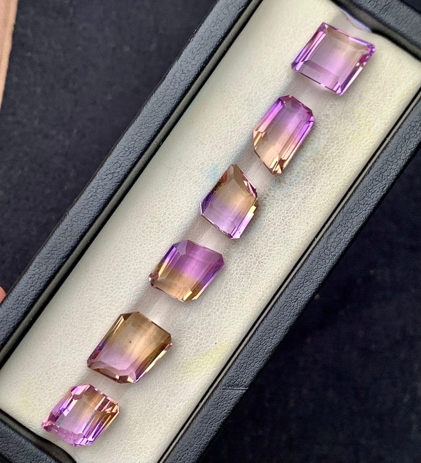 40 Carat Natural Ametrine Emerald Cut Gemstone Lot of 6 Pieces | Bi-Color