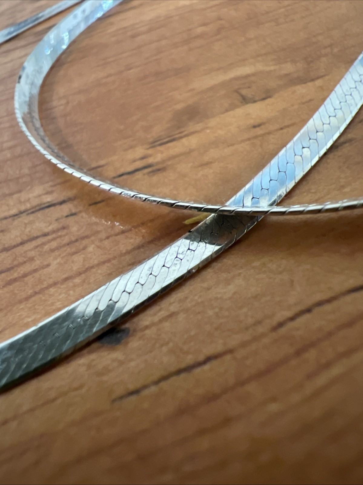 30in 3mm 925 Sterling Silver Flat Herringbone Necklace High Shine Italy 8 Grams