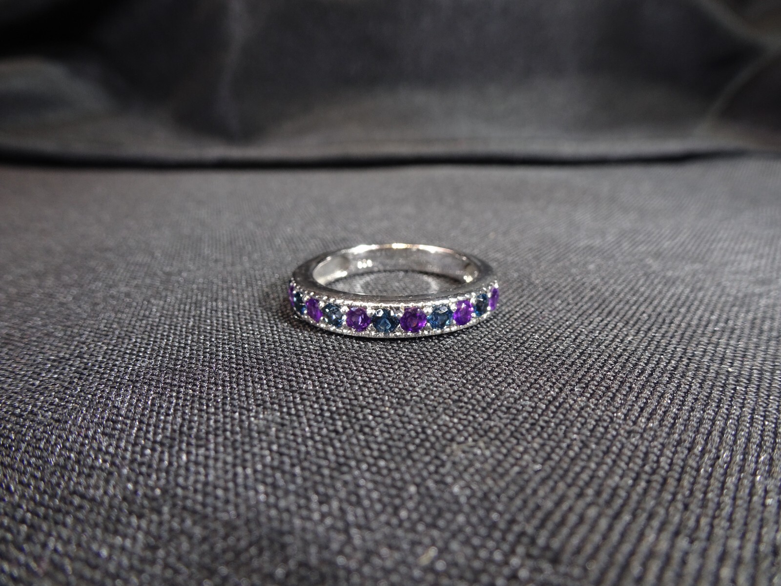 0.90 ct Natural Purple Amethyst & London Blue Topaz Solid Sterling Silver Ring