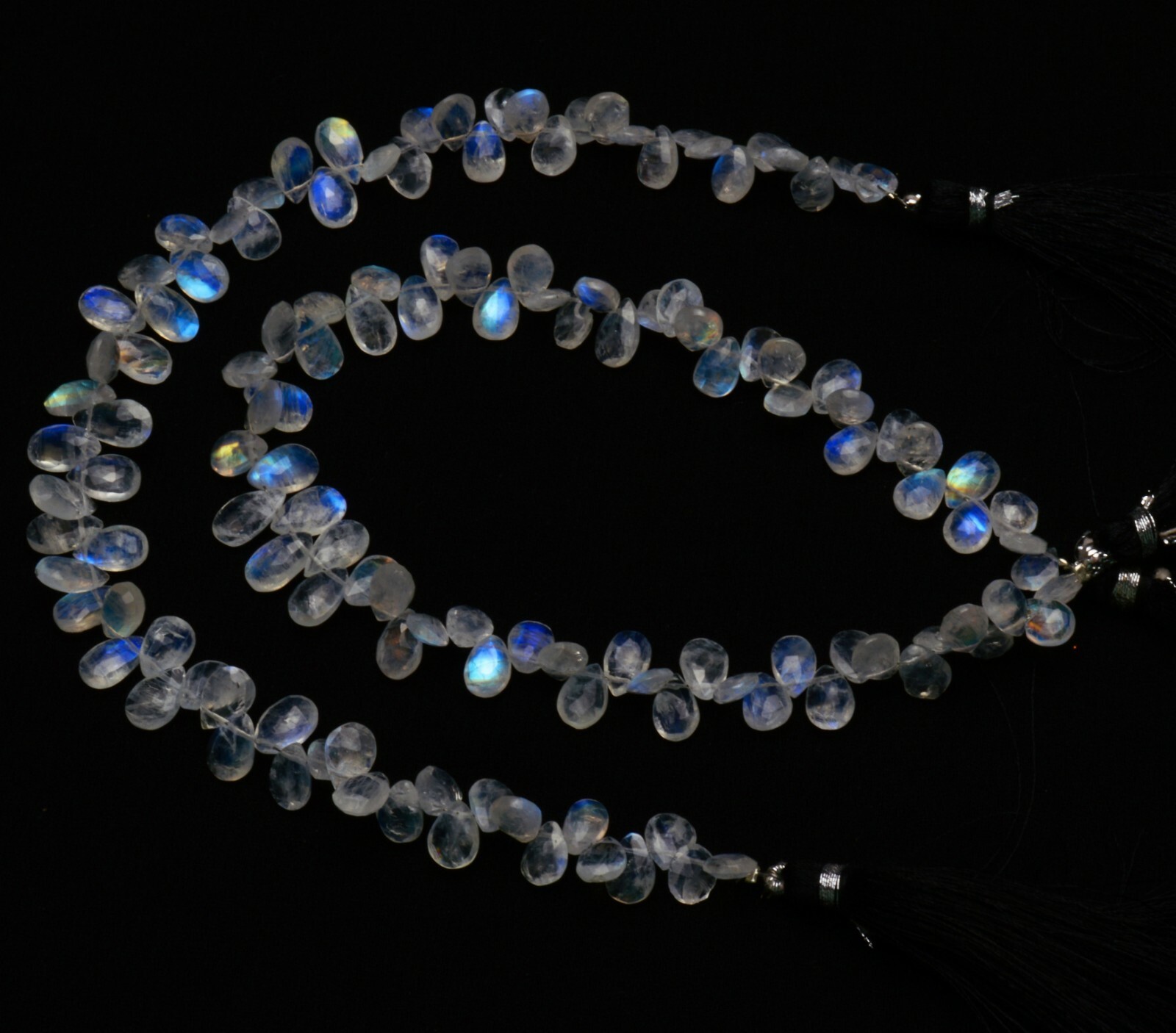 Blue Fire Rainbow Moonstone Gem 8×6 to 9x6MM Size Faceted Pear Shape Beads 10″