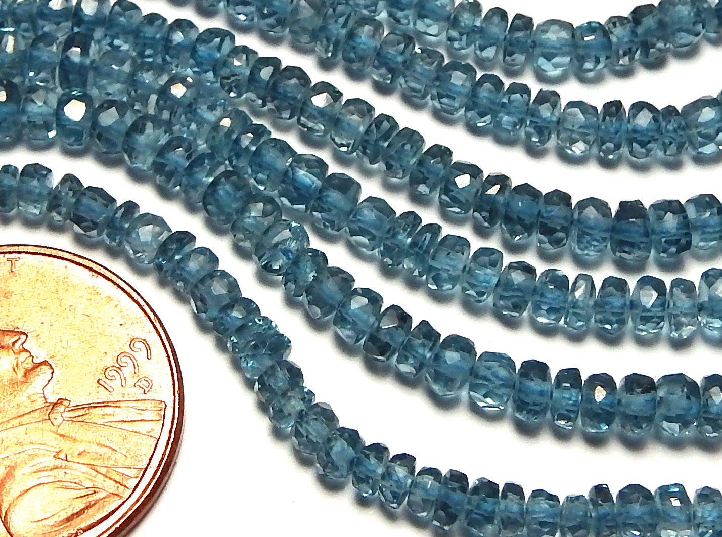 7″ Strand LONDON BLUE TOPAZ 3mm Microfacted Rondelle Beads AAA /L1
