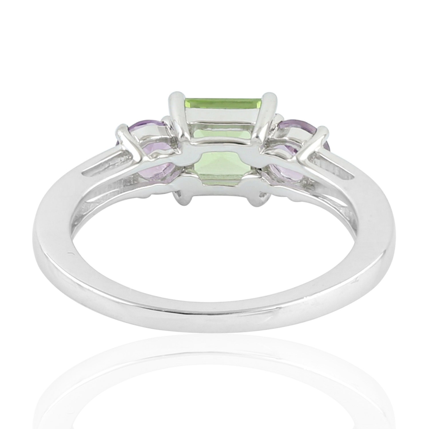925 Sterling Silver Peridot Amethyst Band Ring, Minimalist Jewelry for Her