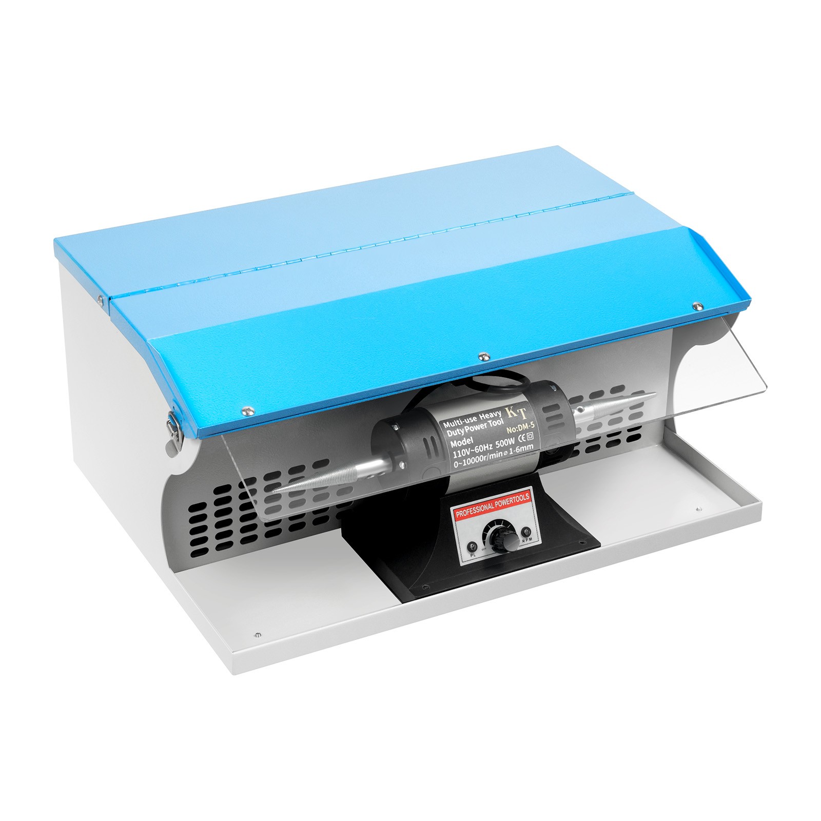 Benchtop Polishing Buffing Machine Jewelry Polisher Dust Collector W/ Light 500W