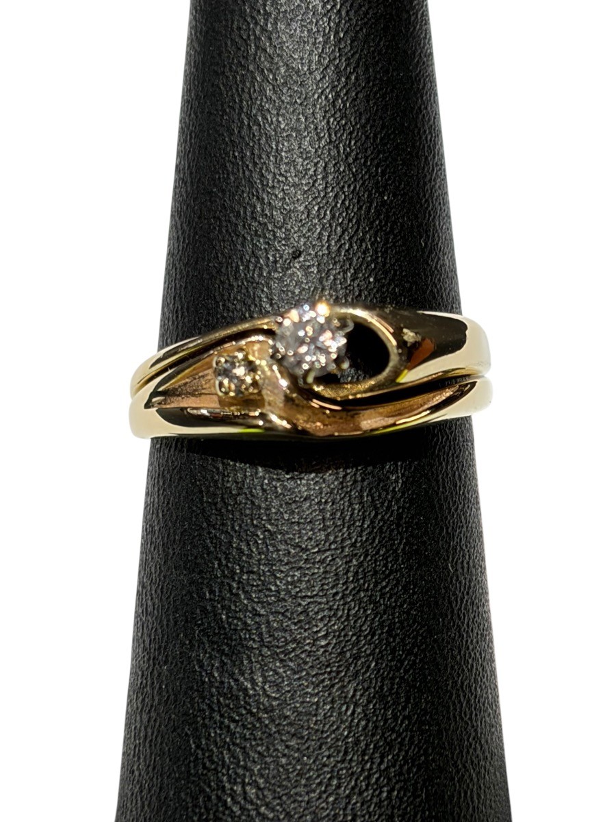14K Yellow Gold Diamond Wedding Set .12 CTW Size 6 Weight 4.20g (MP1050179)