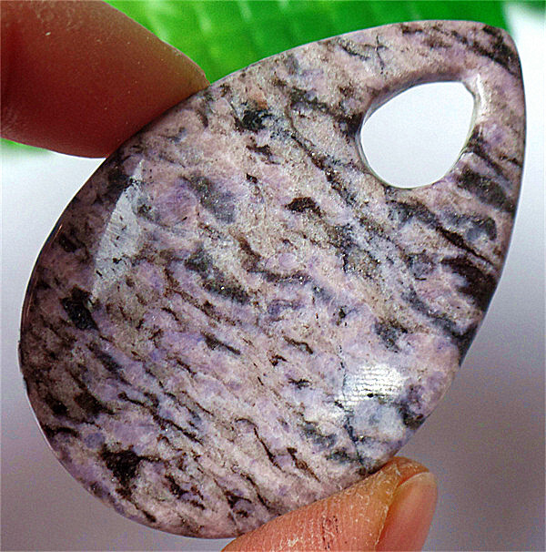 59x39x7mm Gray Crazy Lace Agate Teardrop Reiki Pendant Bead ZL6657
