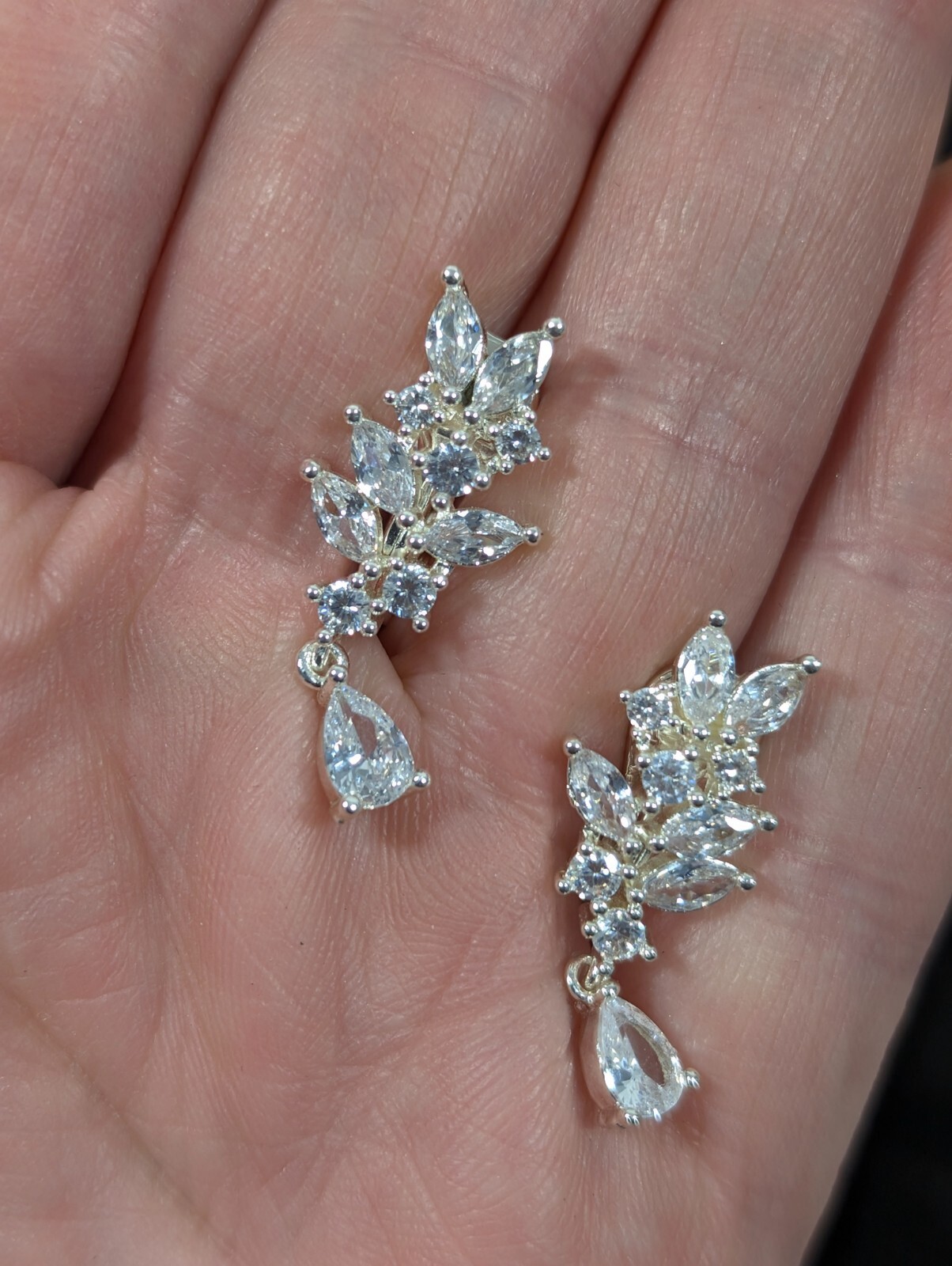 TJG The Jewelry Group for Napier Silvertone Marquise Crystal Earrings Bridal