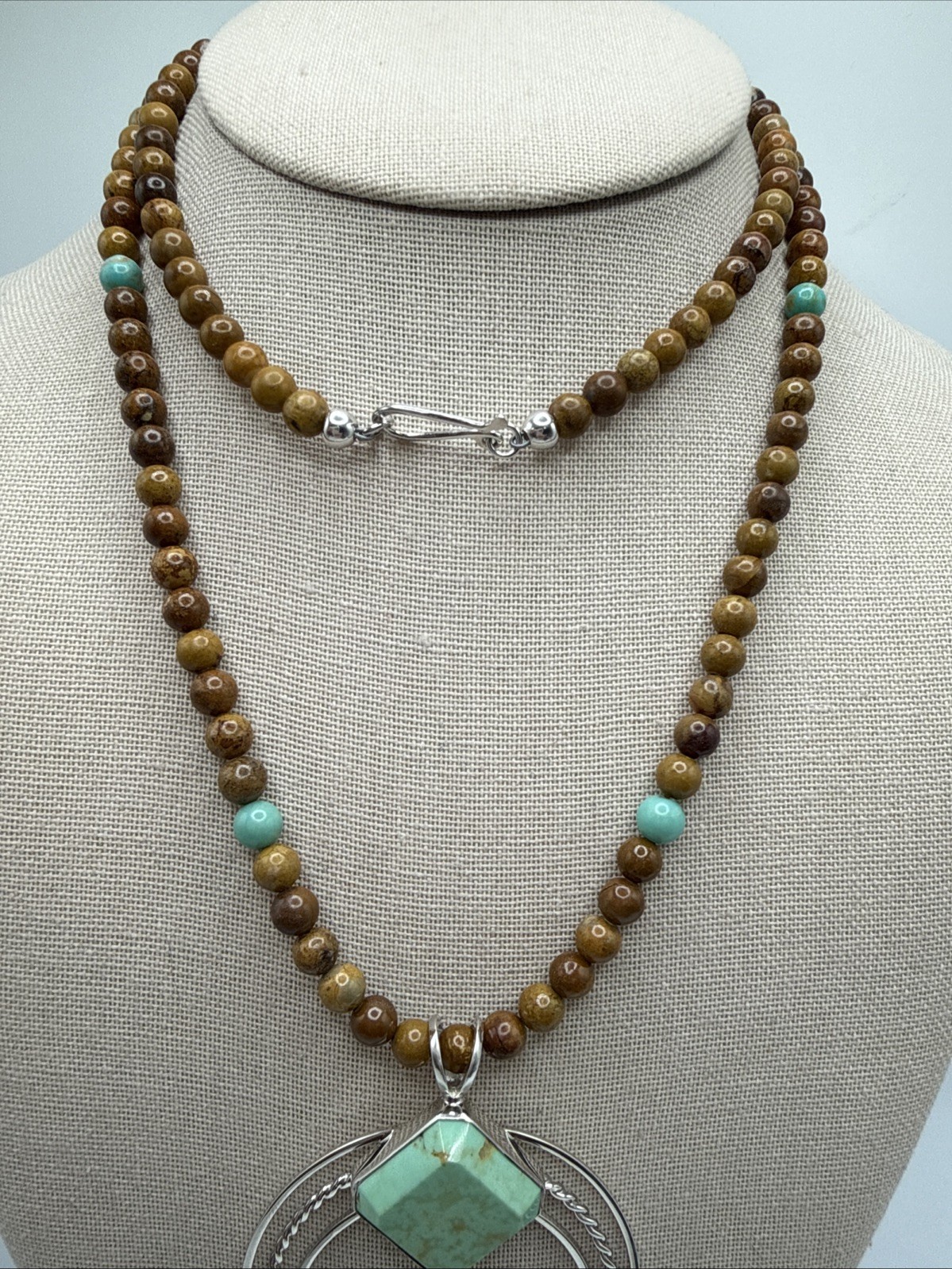 Jay King Mexican Campitos Turquoise & Jarosite Sterling Silver Naja Necklace