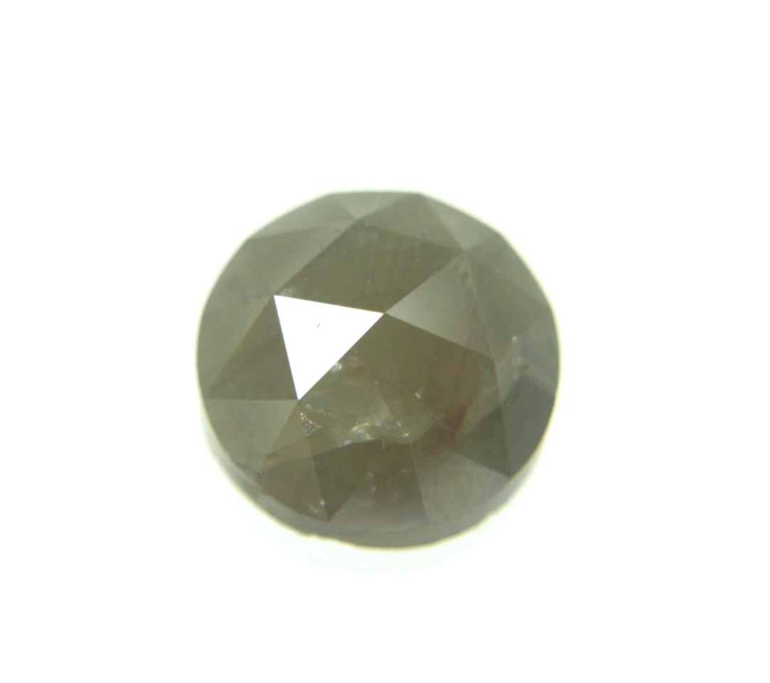 6.45Cts Gray Color Round Rose Cut Diamond Big Natural Real 10.70-10.92×5.95 MM