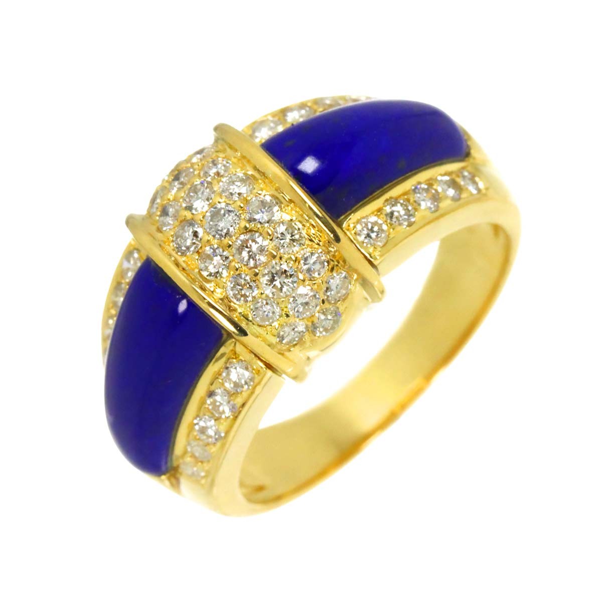 Lapis Lazuli Diamond 0.65ct Ring 18K Yellow Gold 750 size6.25-6.5(US) 90333495