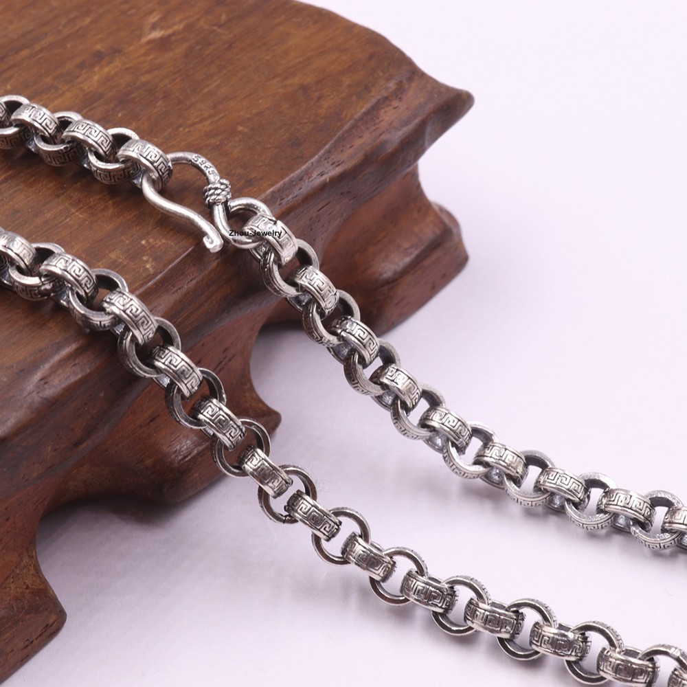 Pure 925 Sterling Silver Necklace 6mm Wider Rolo Link Chain Necklace 19.7inch